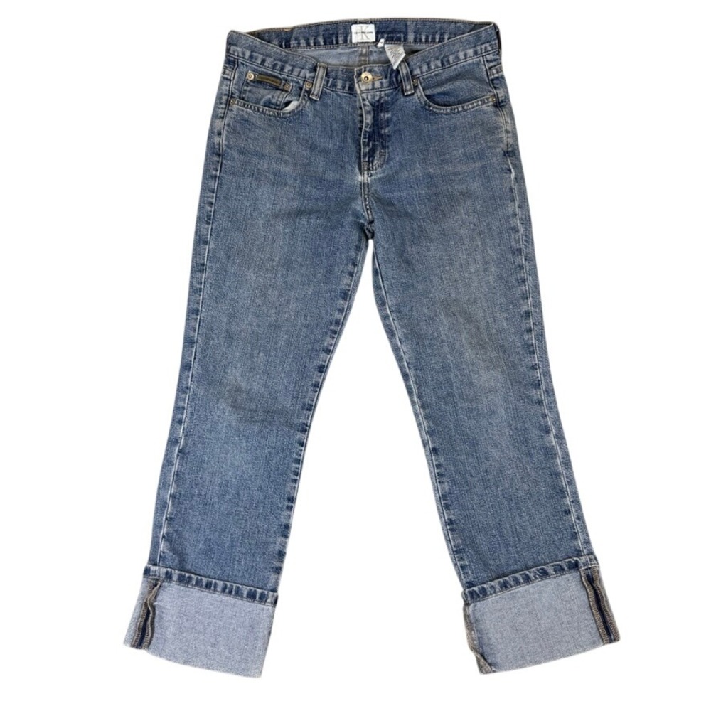 Calvin Klein Jeans Womens 6 Medium Wash Straight Leg Cuffed Blue Denim Jeans